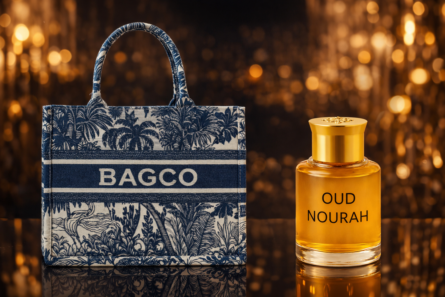 حقيبة تسوق مطبوعة من BAGCO مع عطر عود نورة 6 مل
