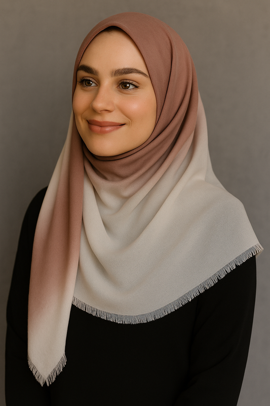 حجاب من الكتان بتدرجات لونية