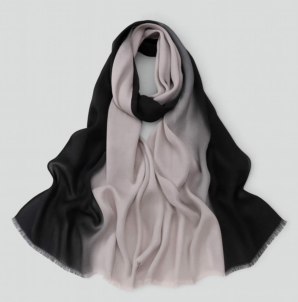 حجاب من الكتان بتدرجات لونية