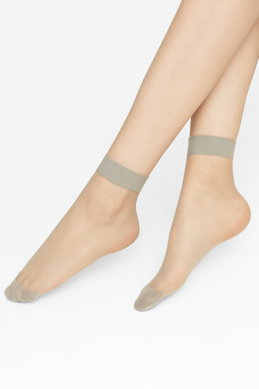 جوارب حريرية بلون البشرة سادة متوسطة الطول - للاستخدام اليومي غير الرسمي، 6 أزواج