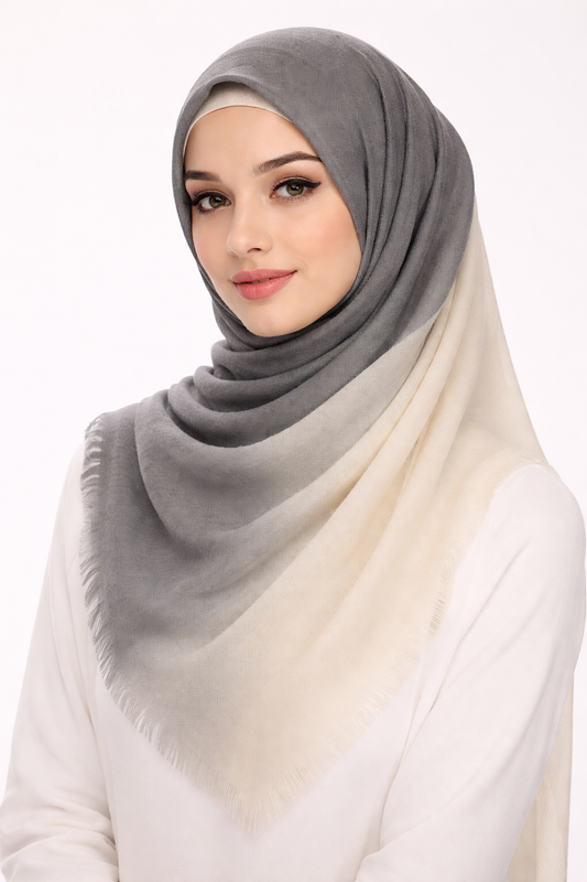 حجاب من الكتان بتدرجات الألوان