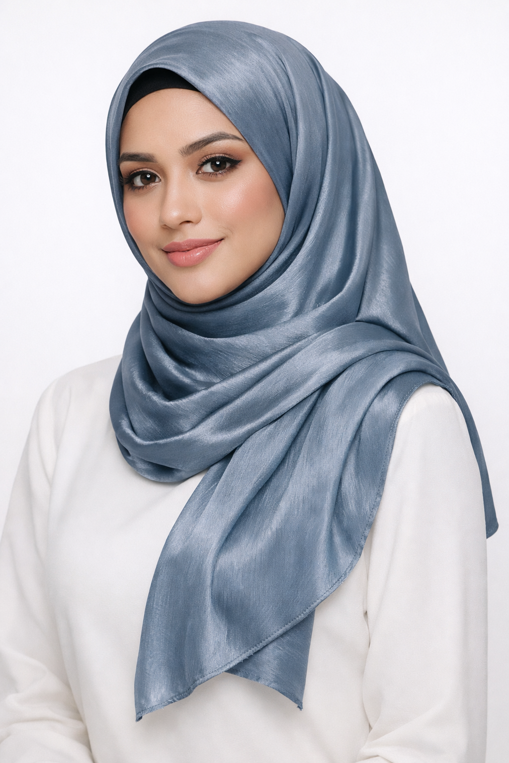 حجاب من الساتان الحريري المجعد