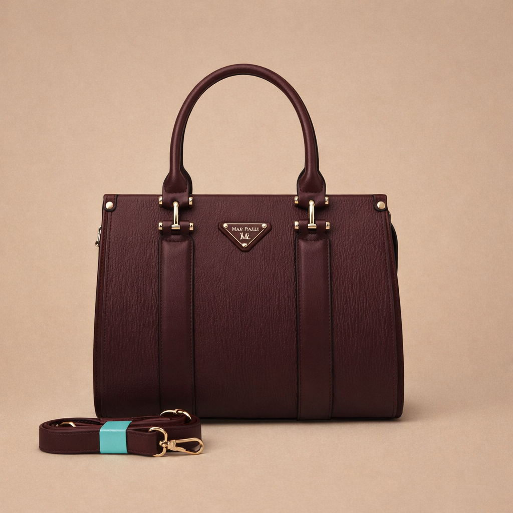 حقيبة يد ثنائية اللون ذات تصميم هيكلي